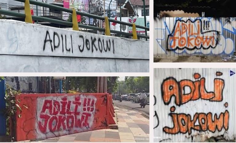 Grafitti bertulisan "Adili Jokowi" di berbagai daerah